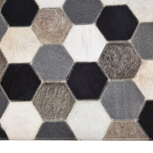 Bosie Safira Large Hair on Leather Hexagon Patchwork Rug