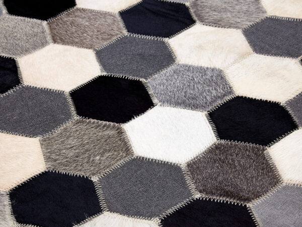 Bosie Safira Large Hair on Leather Hexagon Patchwork Rug