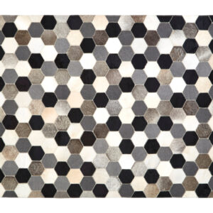 Bosie Safira Large Hair on Leather Hexagon Patchwork Rug