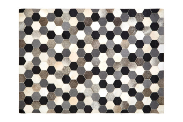 Bosie Safira Large Hair on Leather Hexagon Patchwork Rug