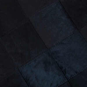 Bosie Safira Small Black hair on leather Patchwork Rug With Gold Studs