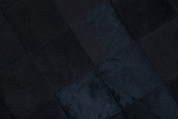 Bosie Safira Small Black hair on leather Patchwork Rug With Gold Studs