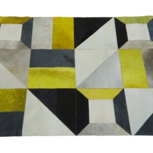 Bosie Safira Small Abstract Hair on Leather Patchwork Rug