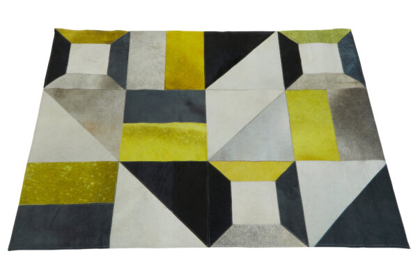 Bosie Safira Small Abstract Hair on Leather Patchwork Rug