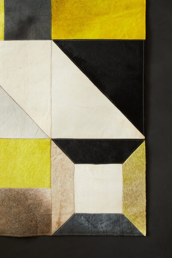 Bosie Safira Small Abstract Hair on Leather Patchwork Rug