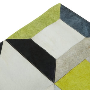 Bosie Safira Small Abstract Hair on Leather Patchwork Rug