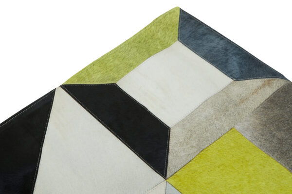 Bosie Safira Small Abstract Hair on Leather Patchwork Rug