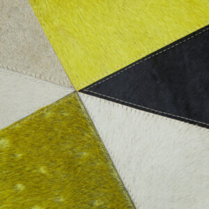 Bosie Safira Small Abstract Hair on Leather Patchwork Rug