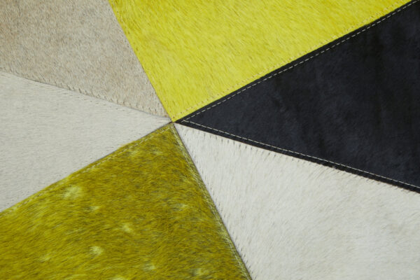 Bosie Safira Small Abstract Hair on Leather Patchwork Rug