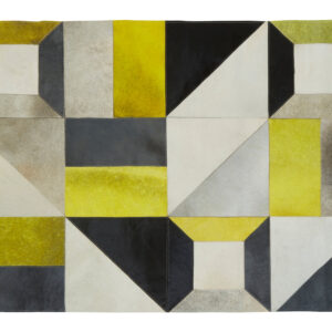 Bosie Safira Small Abstract Hair on Leather Patchwork Rug
