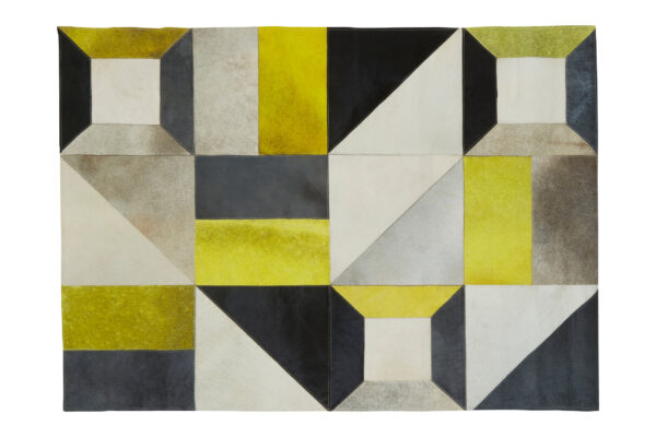 Bosie Safira Small Abstract Hair on Leather Patchwork Rug