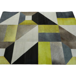 Bosie Safira Large Abstract Hair on Leather Patchwork Rug
