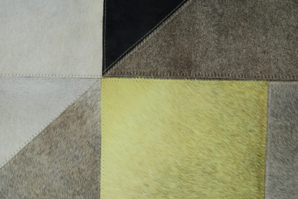Bosie Safira Large Abstract Hair on Leather Patchwork Rug