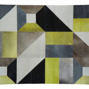 Bosie Safira Large Abstract Hair on Leather Patchwork Rug