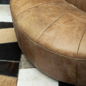 Bosie Safira Small Geometric Striped Hair on Leather Patchwork Rug
