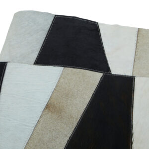 Bosie Safira Small Geometric Striped Hair on Leather Patchwork Rug