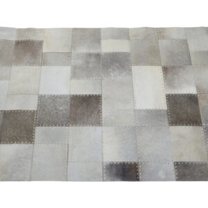 Bosie Safira Small Grey Hair on Leather Patchwork Rug