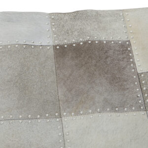Bosie Safira Small Grey Hair on Leather Patchwork Rug