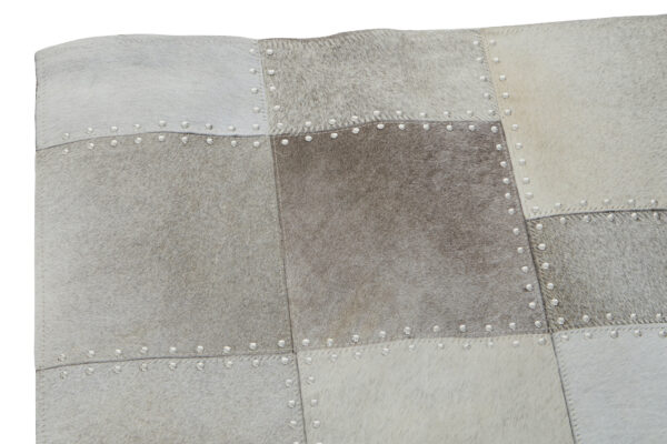 Bosie Safira Small Grey Hair on Leather Patchwork Rug