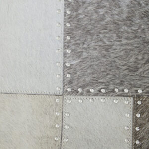 Bosie Safira Small Grey Hair on Leather Patchwork Rug