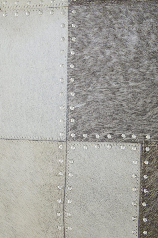 Bosie Safira Small Grey Hair on Leather Patchwork Rug