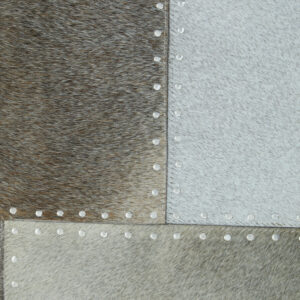 Bosie Safira Large Grey Hair on Leather Patchwork Rug