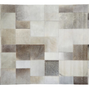 Bosie Safira Large Grey Hair on Leather Patchwork Rug
