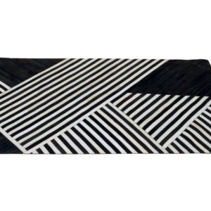 Bosie Safira Small Black And White Hair on Leather Rug