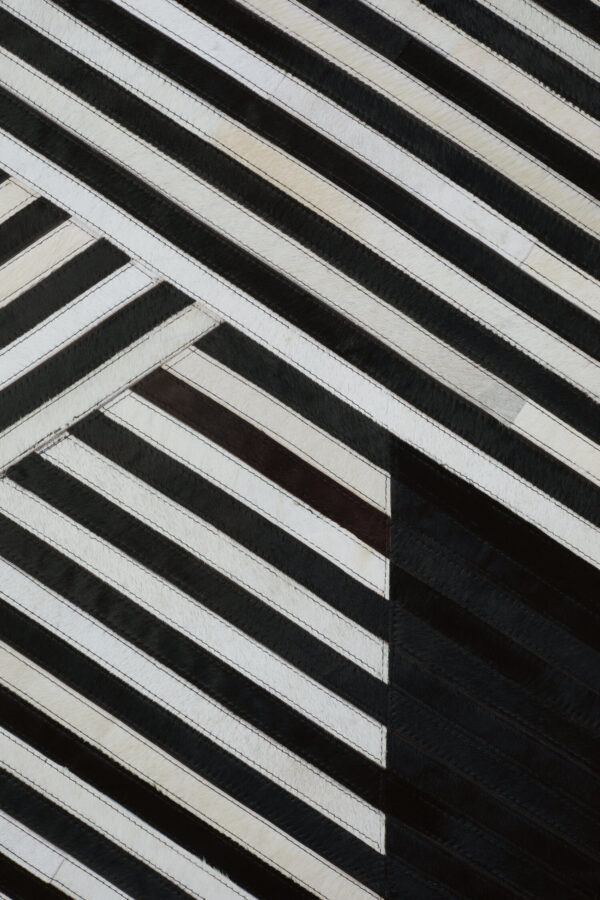 Bosie Safira Small Black And White Hair on Leather Rug