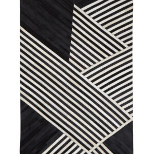 Bosie Safira Small Black And White Hair on Leather Rug