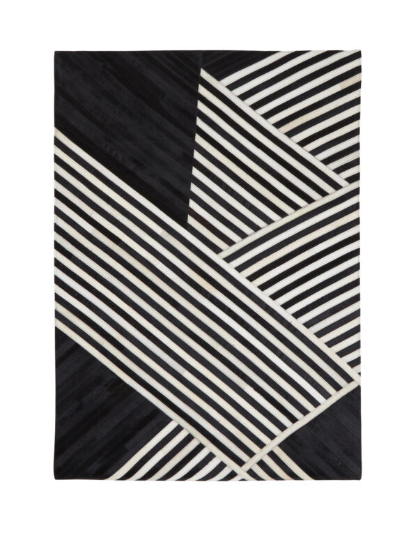Bosie Safira Small Black And White Hair on Leather Rug