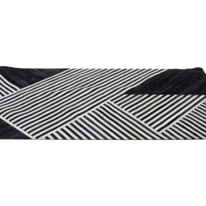 Bosie Safira Large Black And White Hair on Leather Rug