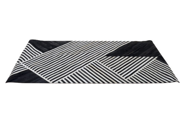 Bosie Safira Large Black And White Hair on Leather Rug
