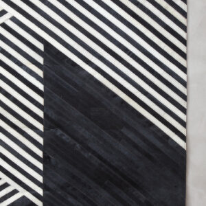 Bosie Safira Large Black And White Hair on Leather Rug