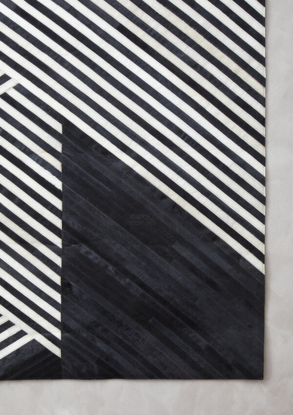 Bosie Safira Large Black And White Hair on Leather Rug