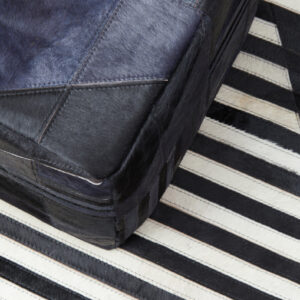 Bosie Safira Large Black And White Hair on Leather Rug