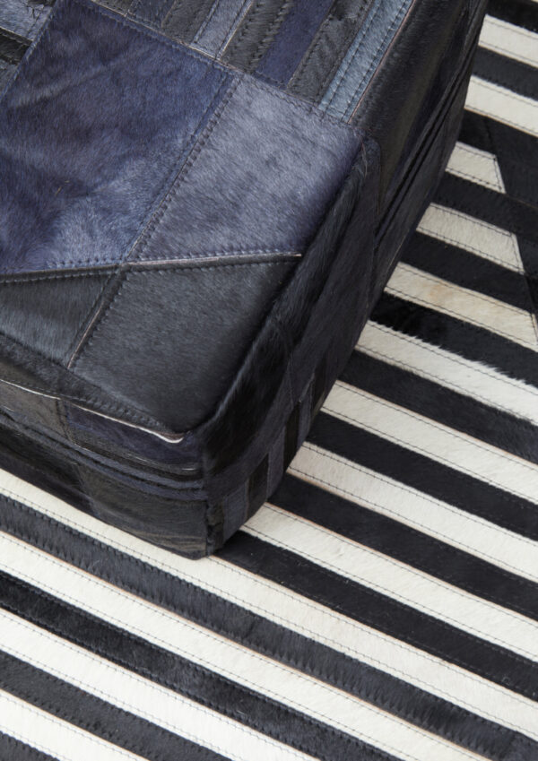 Bosie Safira Large Black And White Hair on Leather Rug