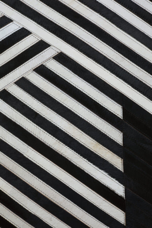 Bosie Safira Large Black And White Hair on Leather Rug