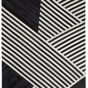 Bosie Safira Large Black And White Hair on Leather Rug