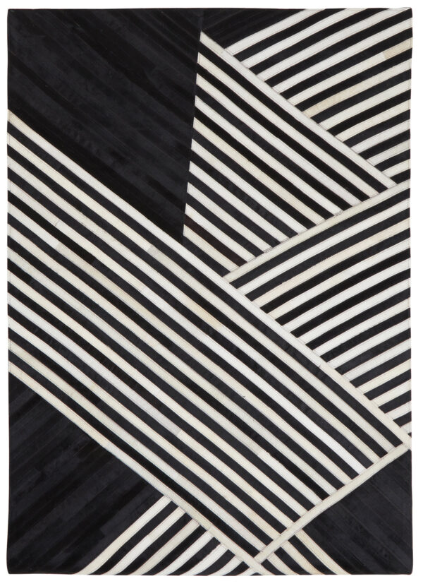 Bosie Safira Large Black And White Hair on Leather Rug