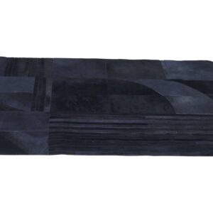 Bosie Safira Small Black And Grey Deco Hair on Leather Rug