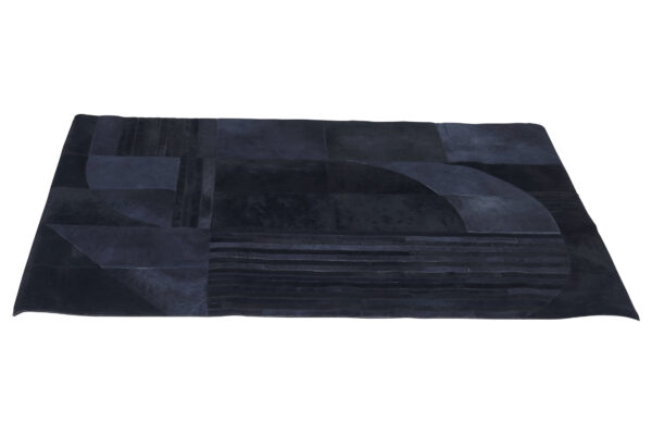 Bosie Safira Small Black And Grey Deco Hair on Leather Rug
