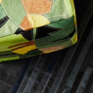 Bosie Safira Small Black And Grey Deco Hair on Leather Rug