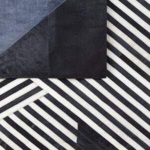 Bosie Safira Small Black And Grey Deco Hair on Leather Rug