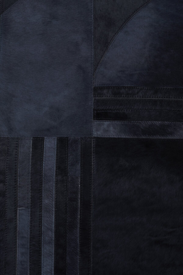 Bosie Safira Small Black And Grey Deco Hair on Leather Rug