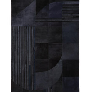 Bosie Safira Small Black And Grey Deco Hair on Leather Rug