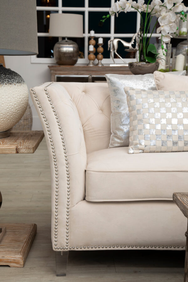 Bosie Kensington Townhouse Rectangular Ivory And Silver Check Cushion