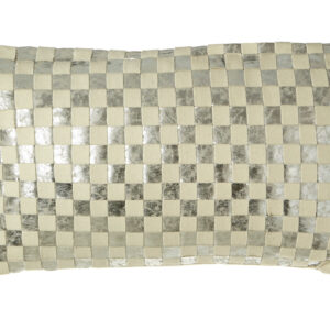 Bosie Kensington Townhouse Rectangular Ivory And Silver Check Cushion