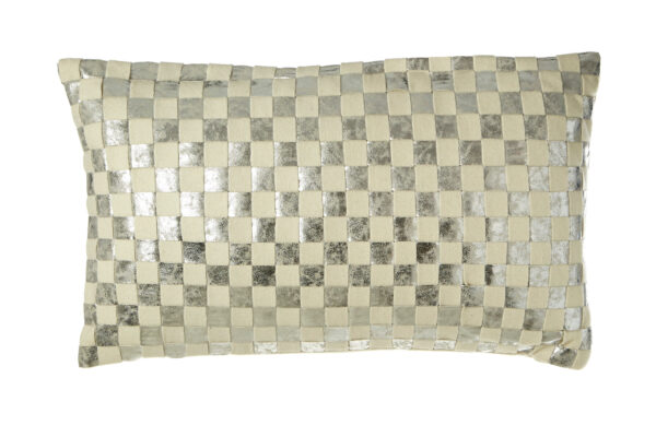 Bosie Kensington Townhouse Rectangular Ivory And Silver Check Cushion