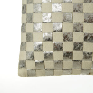 Bosie Kensington Townhouse Square Ivory And Silver Check Cushion